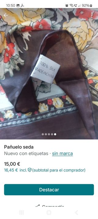 Pañuelo de seda estampado floral