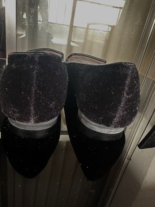 Mocasines Zara Terciopelo Bordado Dorado