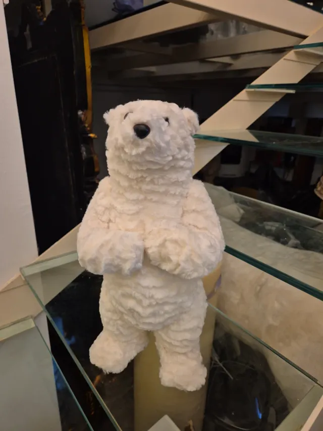 Oso decorativo blanco con plateado navidad