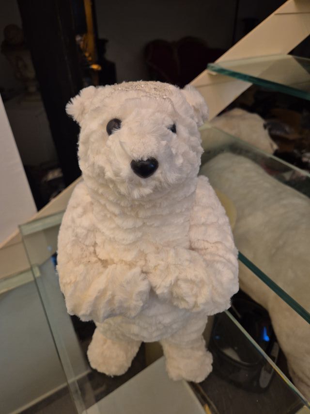 Oso decorativo blanco con plateado navidad