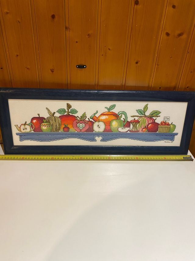 Cuadro punto de cruz manzanas