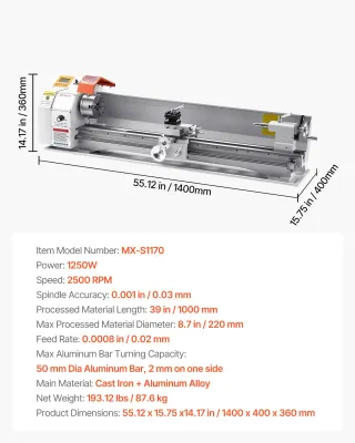 Tornio per Metalli Legno 220 x 1000 mm
