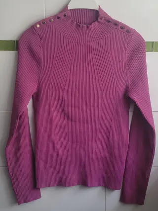 Jersey Tintoretto morado cuello alto talla M