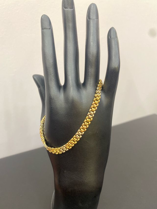 Pulsera Oro 18k Tricolor Eslabón Plano