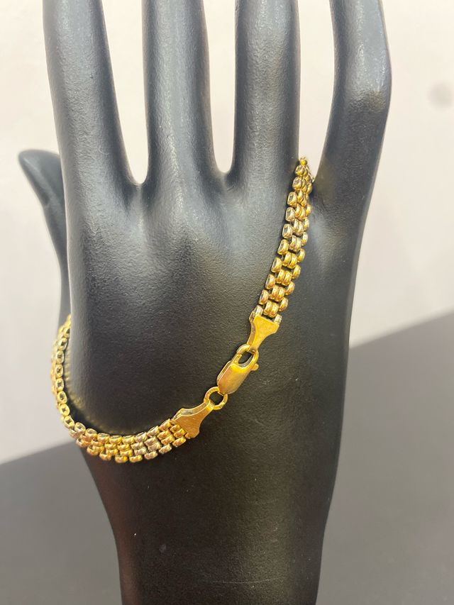 Pulsera Oro 18k Tricolor Eslabón Plano