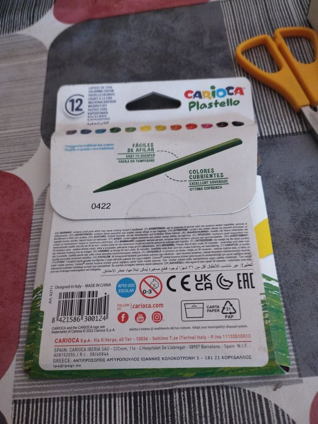 Crayones Carioca Plastello 12 Colores