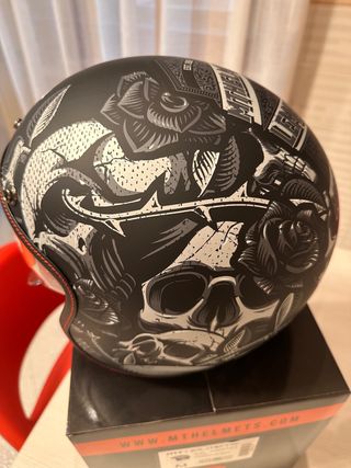 Casco jet MT Helmets Le Mans Skull Rose taglia M