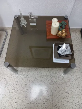 2 Mesas Centro Cristal y Metal
