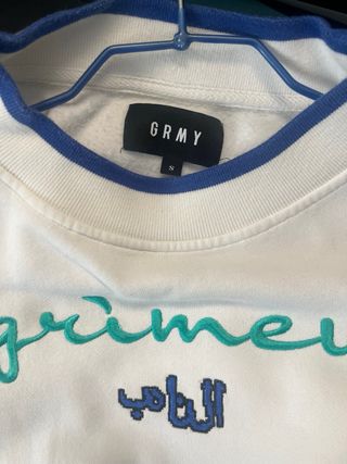 Sudadera Grimey blanca detalles azul