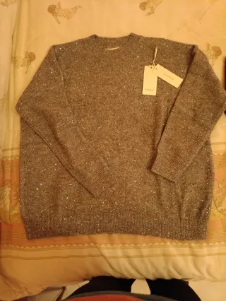 Maglione Lurex Grigio Argento