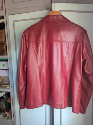 Chaqueta de cuero ovino mujer roja