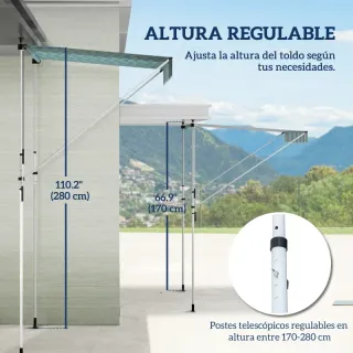 Toldo Manual Retráctil 200x150x170-280 cm