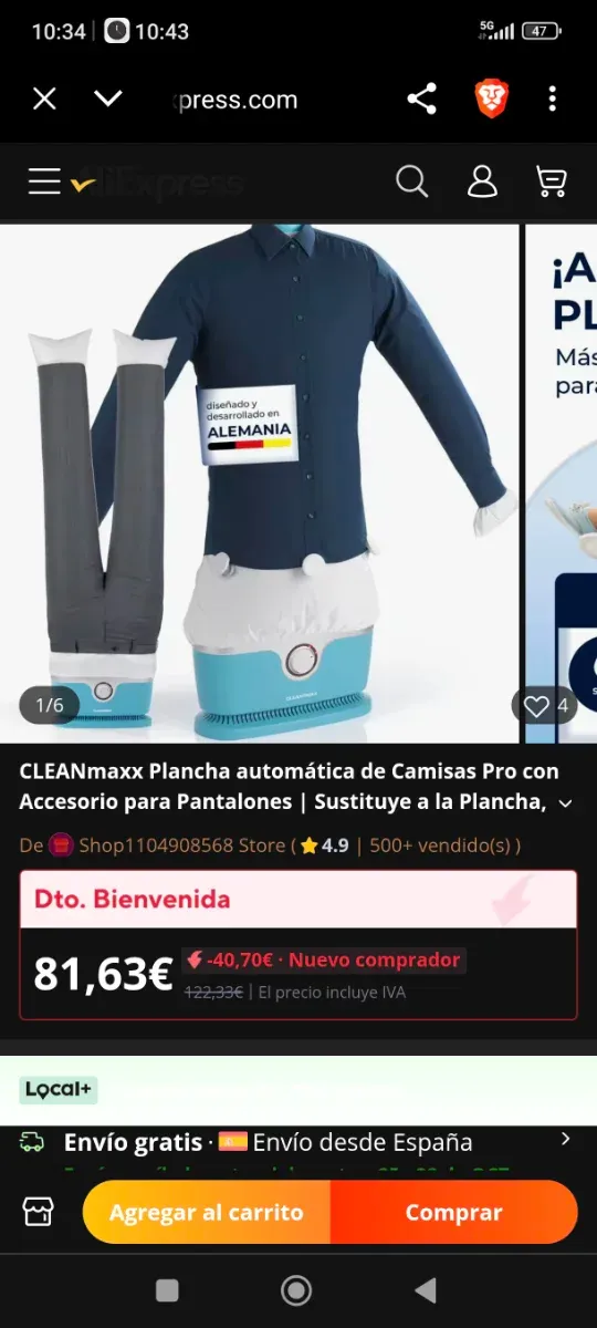 Plancha de camisas horizontal