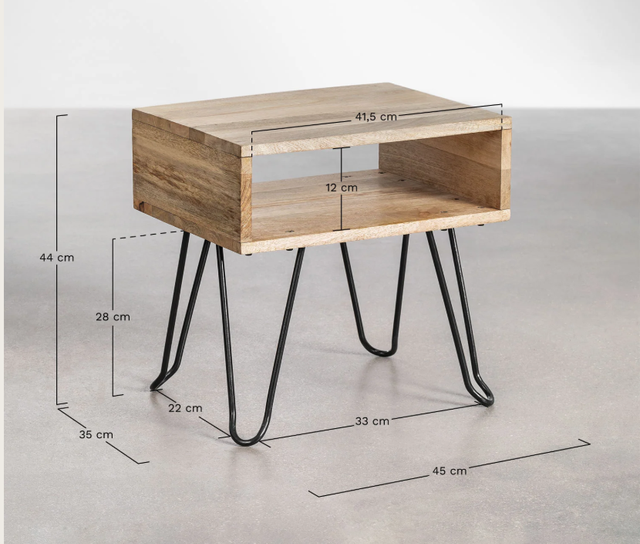 Mesita de noche Tital Sklum Madera Natural.