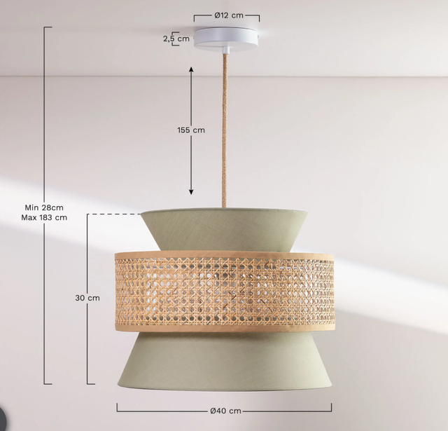 Lámpara de Techo Yereh Sklum Ratán Verde