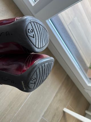 Zapato charol Unisa tacón plataforma rojo