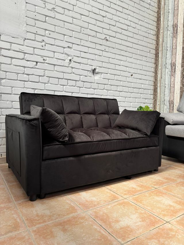 Oferta!! Sofá Cama Negro Terciopelo