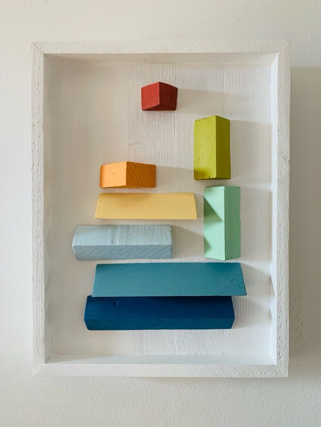 Cuadro abstracto 3D madera composición 56