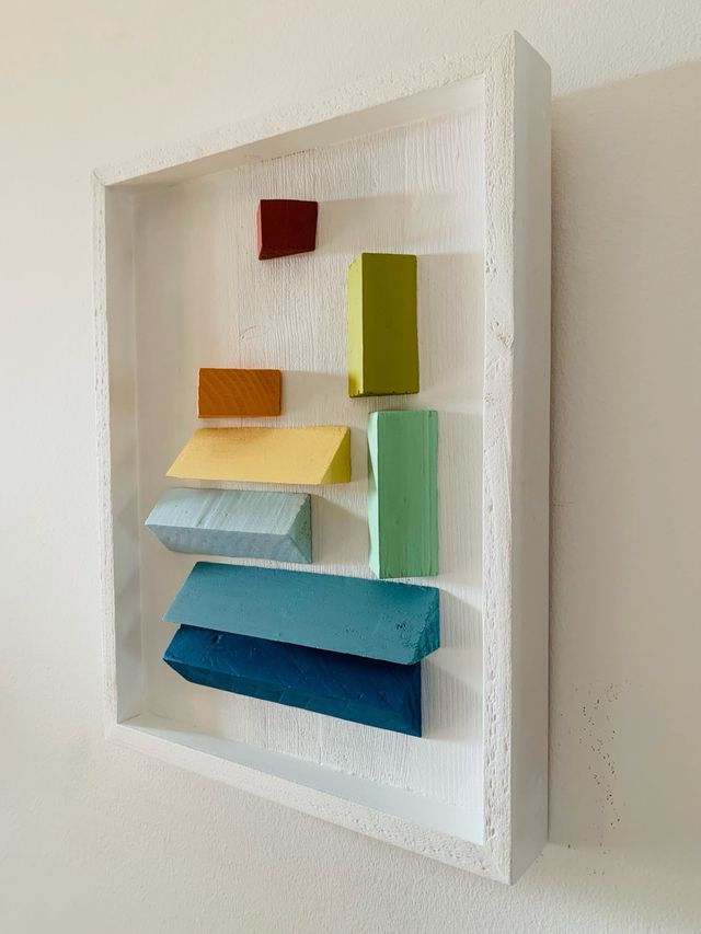 Cuadro abstracto 3D madera composición 56