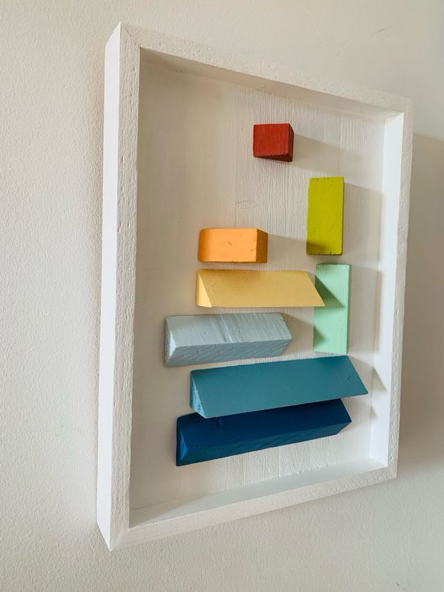 Cuadro abstracto 3D madera composición 56