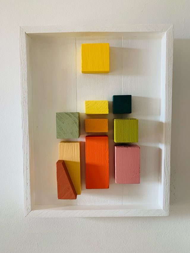 Cuadro abstracto 3D madera composición 57