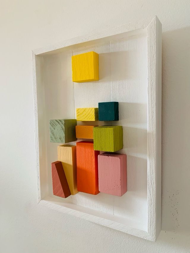 Cuadro abstracto 3D madera composición 57