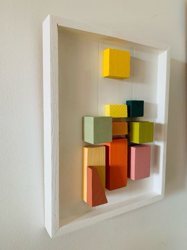 Cuadro abstracto 3D madera composición 57