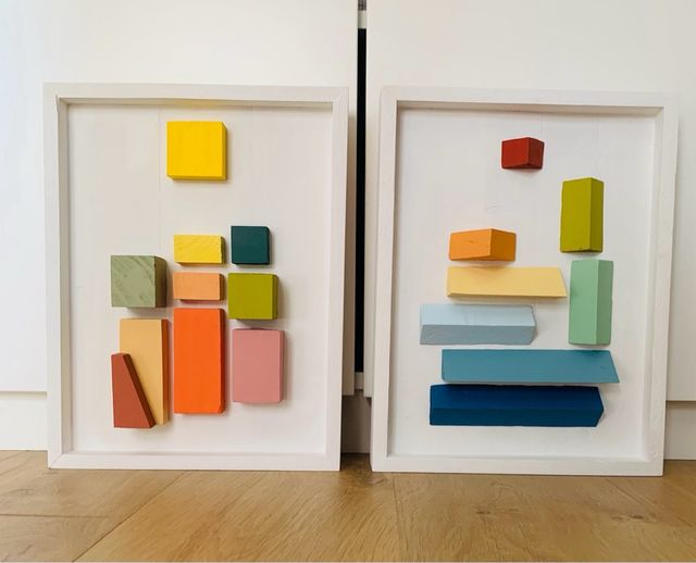 Cuadro abstracto 3D madera composición 57