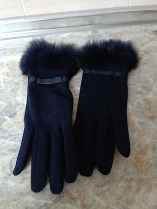 Guantes de señora con pelo y lazo