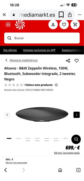 Bowers & Wilkins Zeppelin Wireless Bluetooth