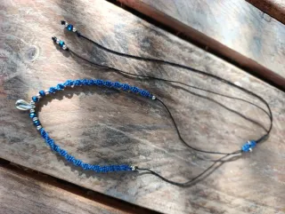 Collar choker macramé gota felicidad acero