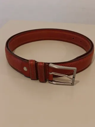 Cintura uomo pelle marrone fibbia argento