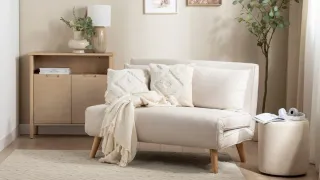 Sofá cama beige 2 plazas