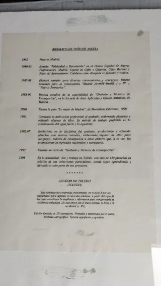 Grabado de Toledo Edición Limitada