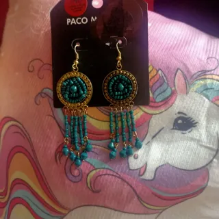 Pendientes Paco Martinez dorados y turquesa