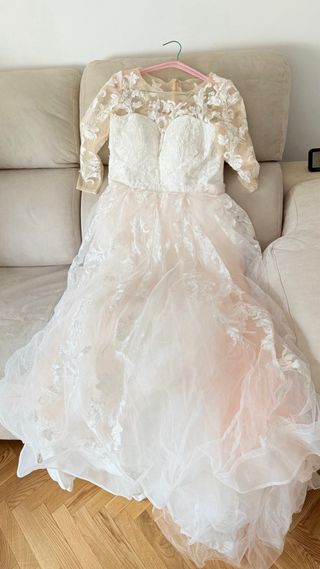 Vestido de Novia talla L/XL Encaje Manga 3/4