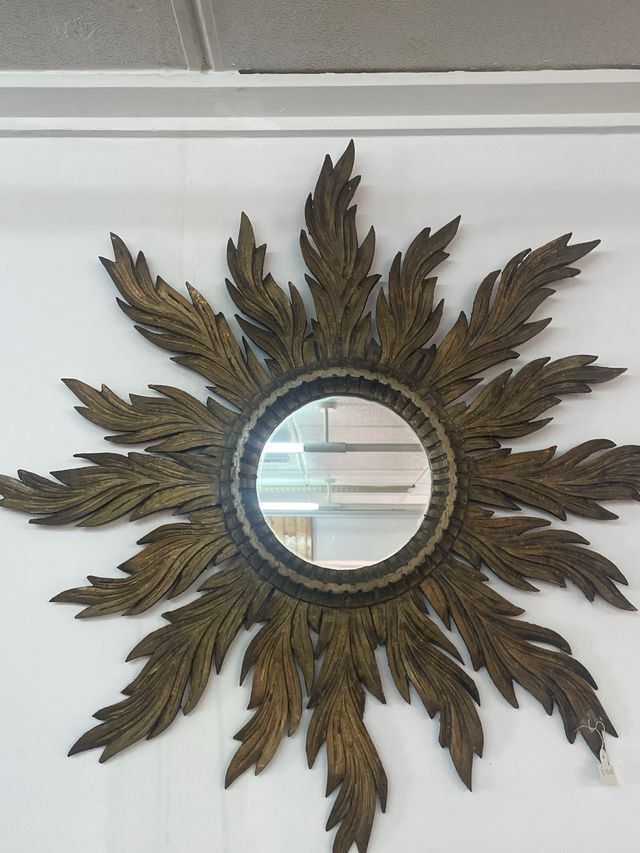 Espejo Sol Corona Madera Dorado