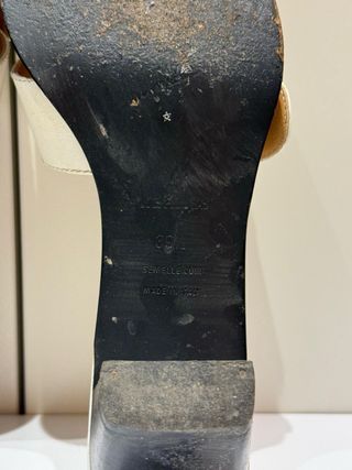 Hermès Sandalias Tacón Hebilla Cuero Blanco