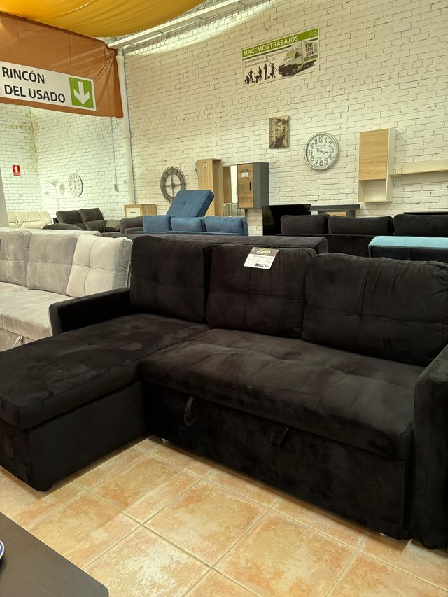 Sofá Cama Chaiselongue Reversible Negro