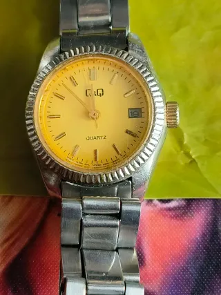 Orologio Q&Q Quarzo Giallo Argento