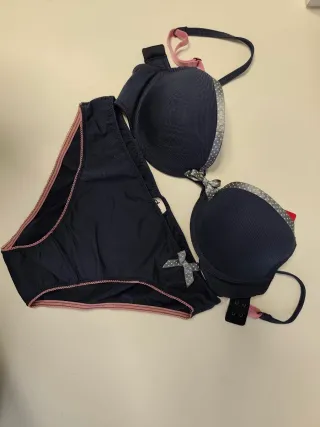 Conjunto sujetador y braga 90B/M azul nuevo