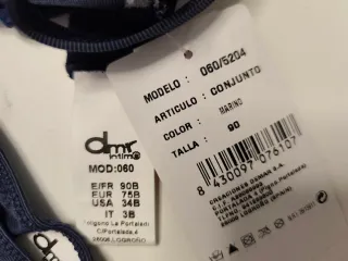 Conjunto sujetador y braga 90B/M azul nuevo