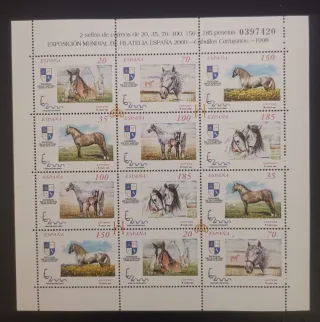 Sellos Caballos Cartujanos Hoja Bloque