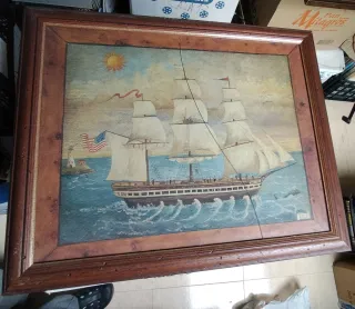 Antiguo cuadro marino velero