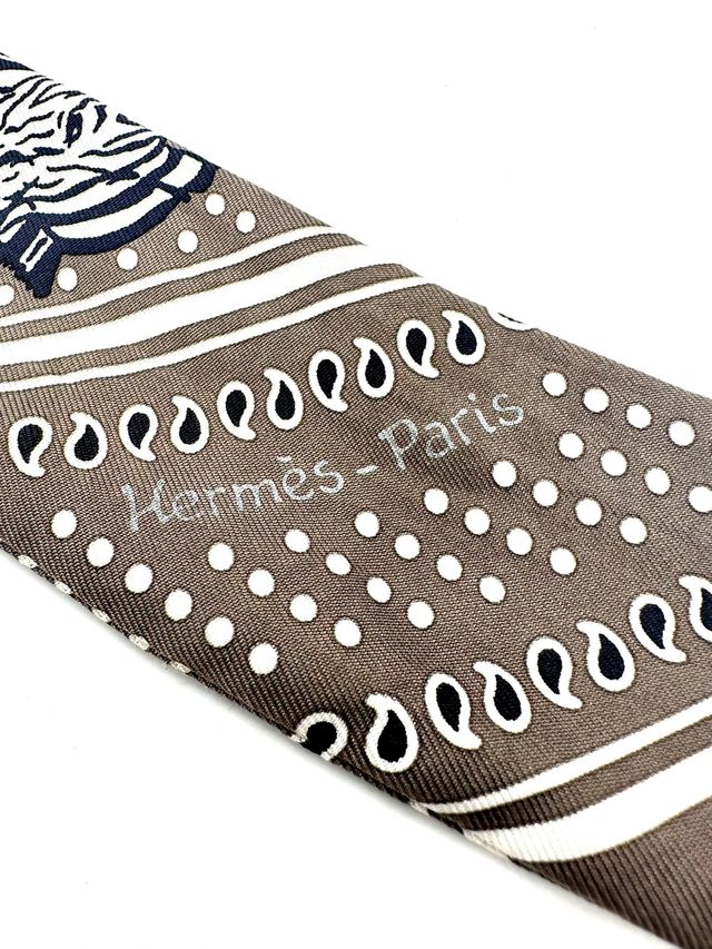 Hermès Twilly Cebra Beige Seda