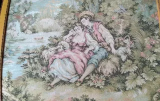 Arazzo francese antico incorniciato