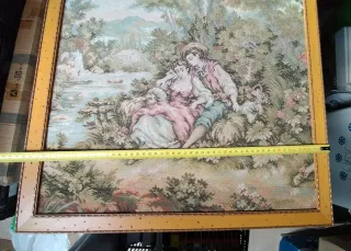 Tapiz Francés Antiguo Enmarcado