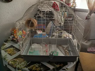 Jaula grande para mascotas con accesorios