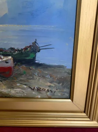 Dipinto olio marina con cornice