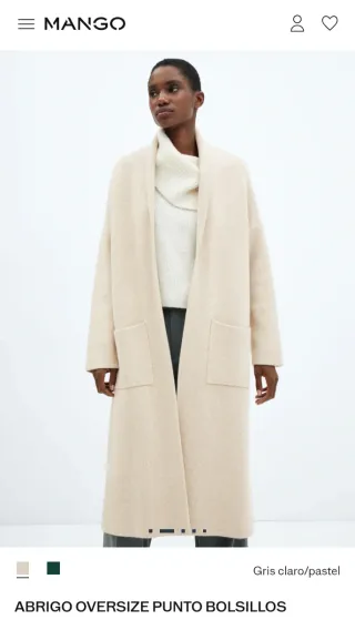 Abrigo Mango Oversize Punto Bolsillos Verde